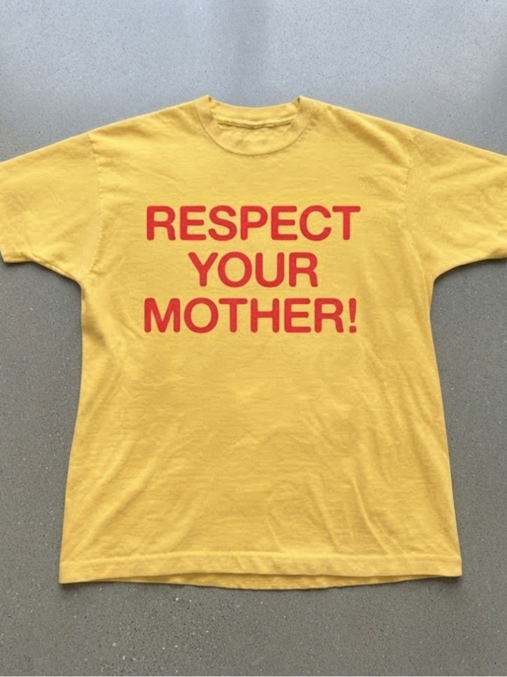 Respect Your Mother Slogan Graphic Tee Yellow Cotton Gildan T-shirt